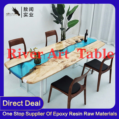 Rand-Fluss-Epoxidharz-Speisetisch-Hauptmöbel Art Real Wood Live